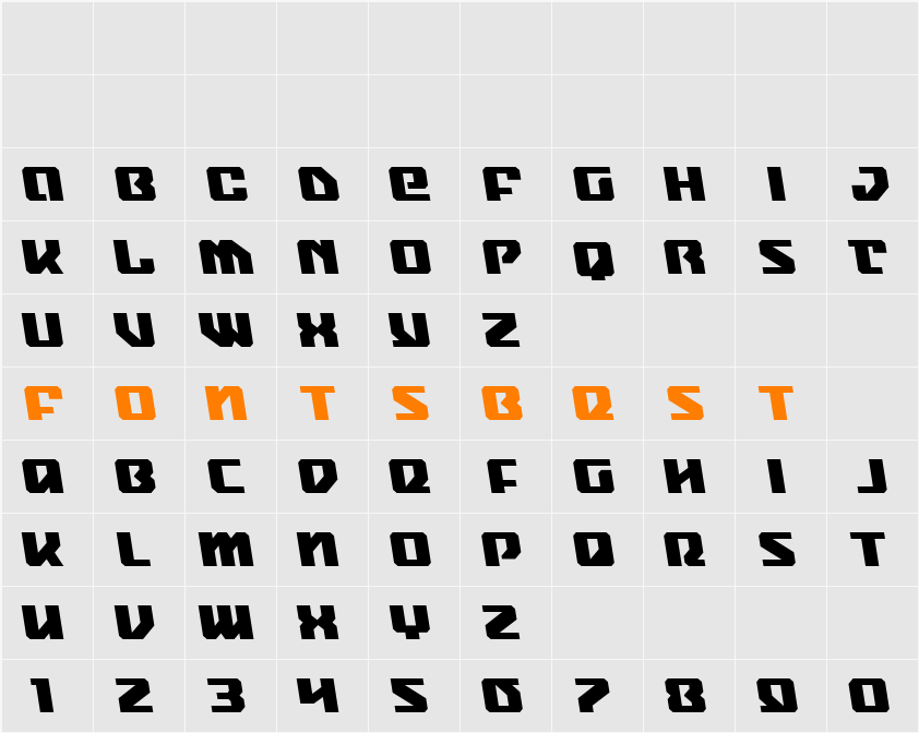 Legacy Cyborg 2 Semi-Leftalic Character Map