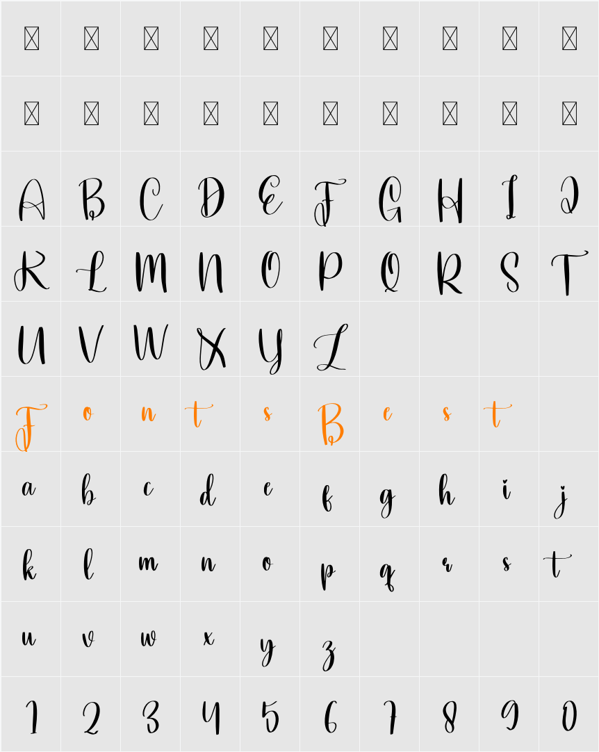 Kindle Character Map