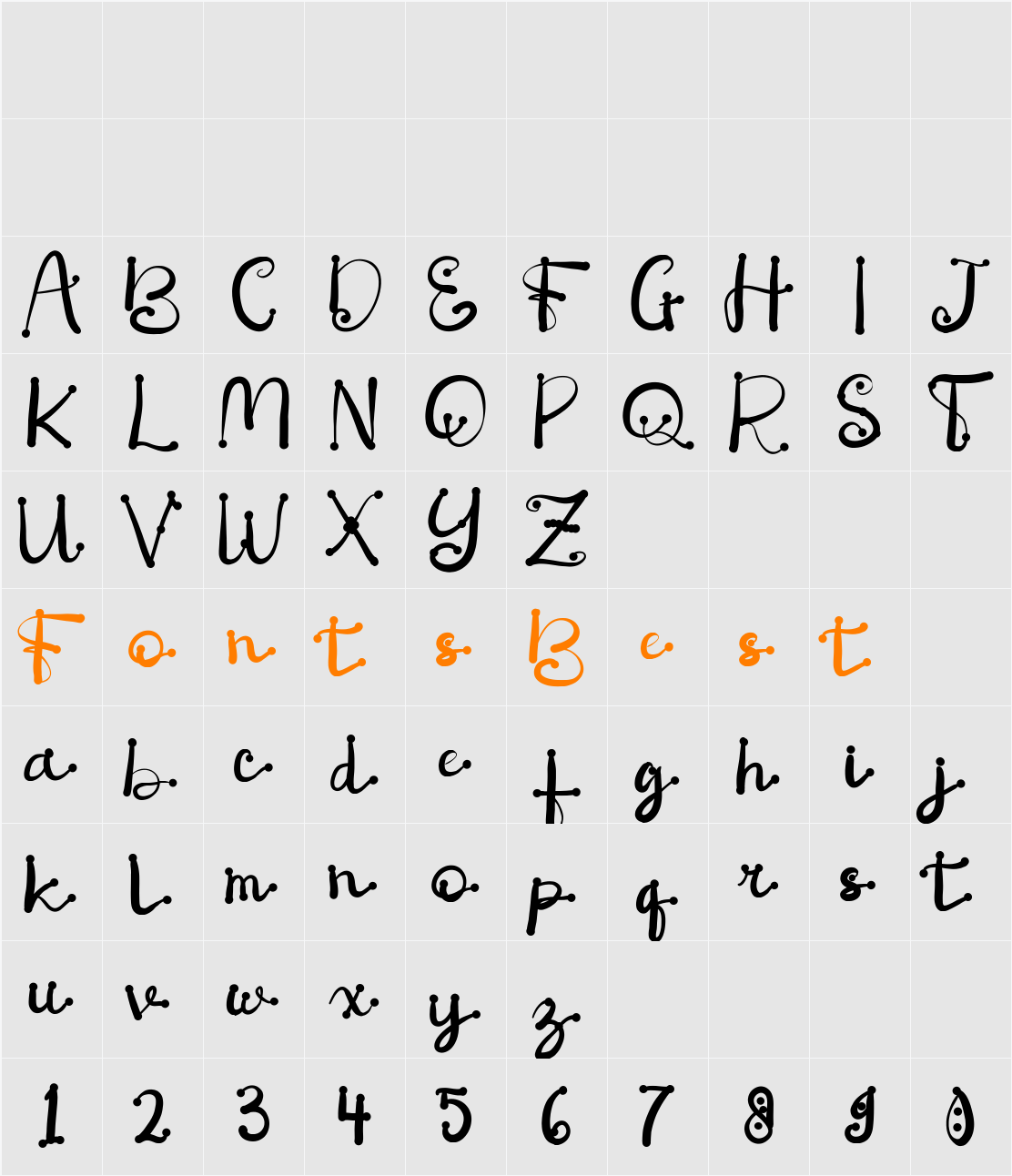 FITER ORAME Character Map