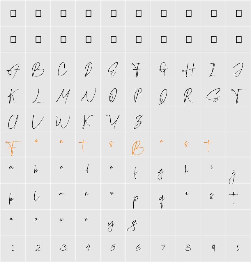 Krittany Signature Character Map