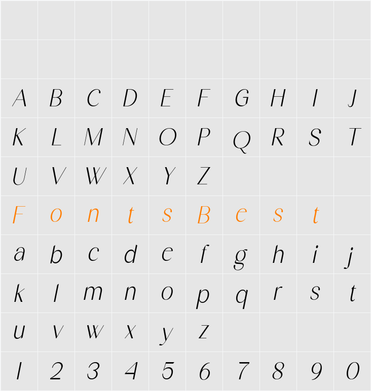 Herova Italic Character Map