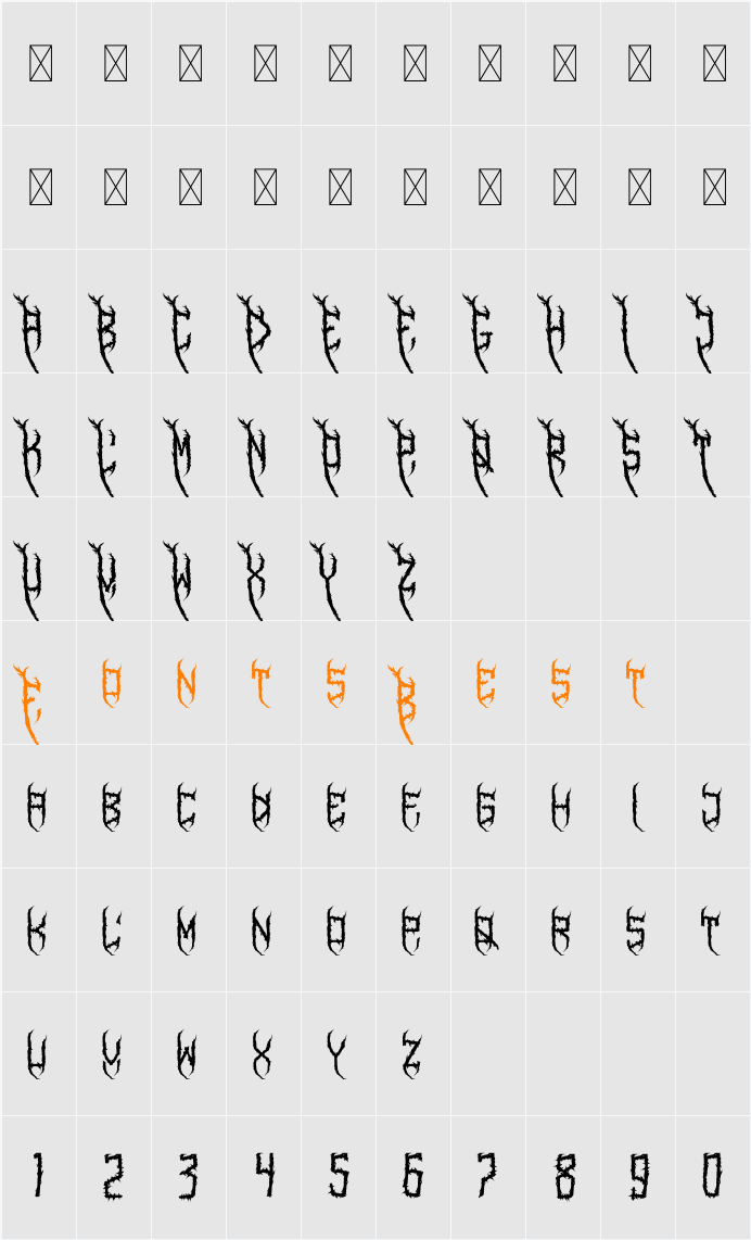 BRISICK Character Map
