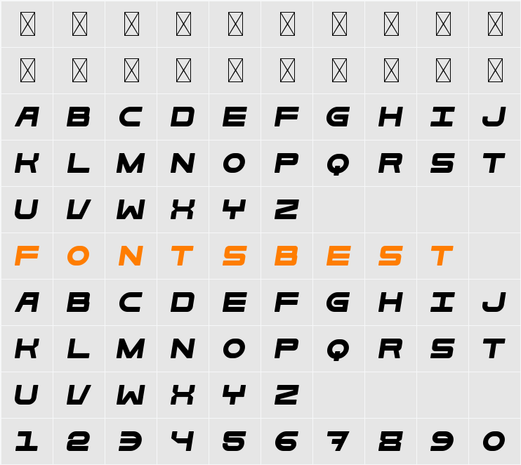 Bold Brick Six Character Map