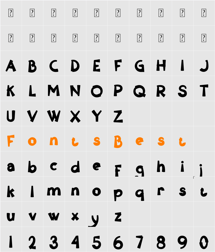ROLUE BOLD Character Map