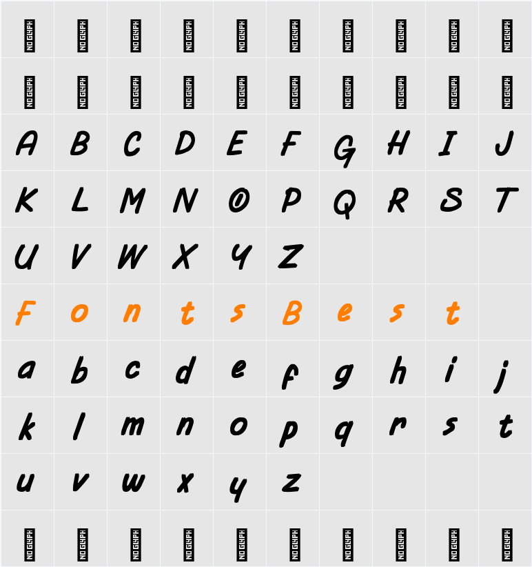 Torges Personal Use Character Map