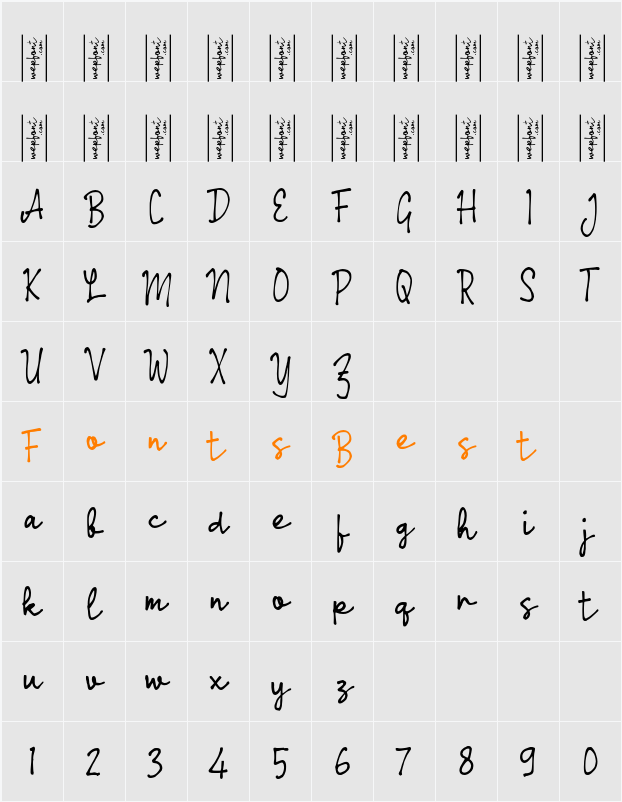 Odary Script Character Map