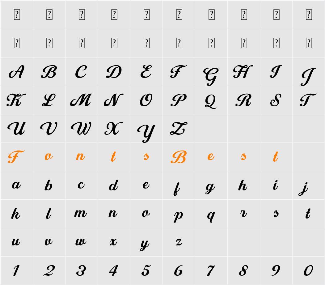 Battipaglia Personal Use Only Character Map