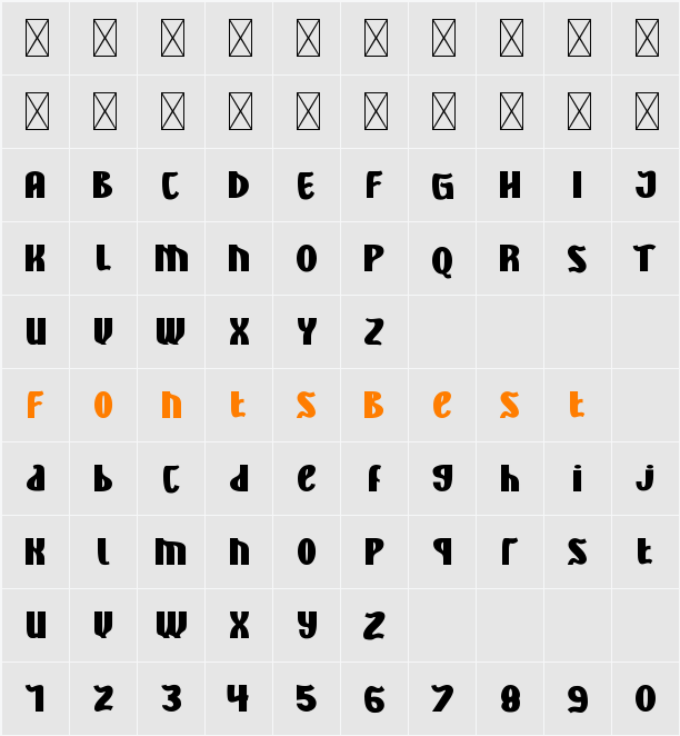 ALTERNOON Character Map