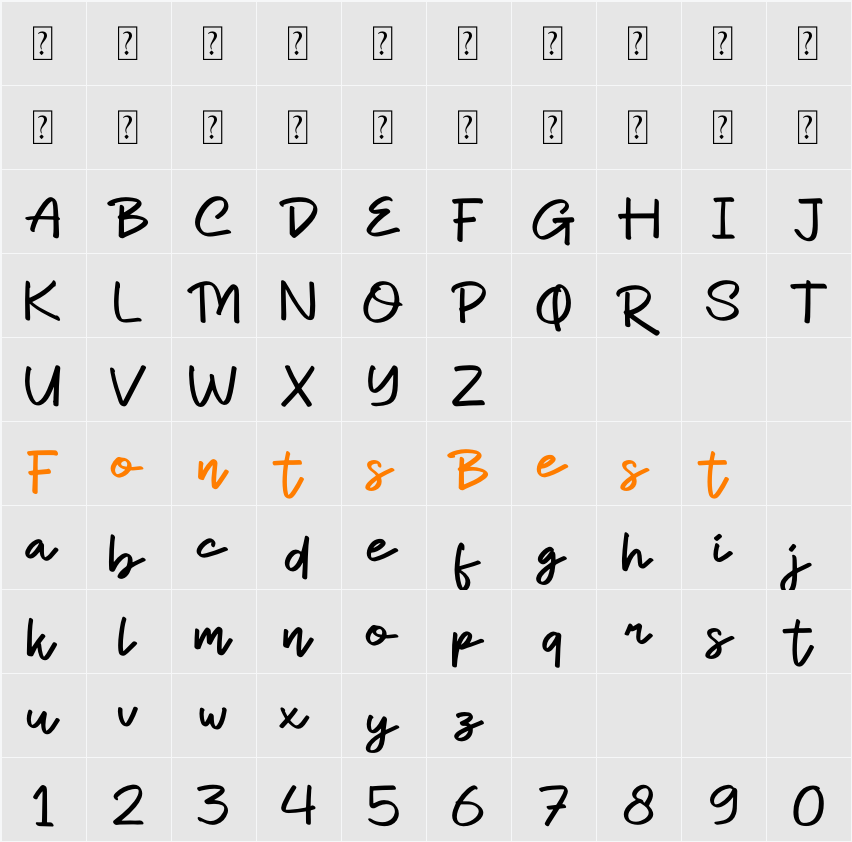 Dhel Fyn Character Map