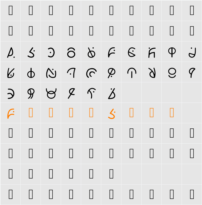 Alien Script Character Map