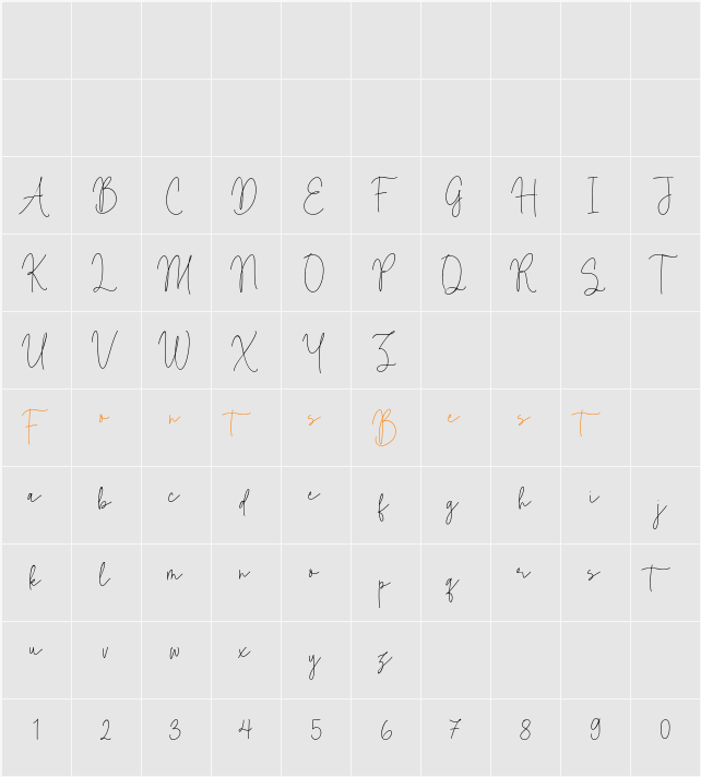 Rosemary Script Character Map