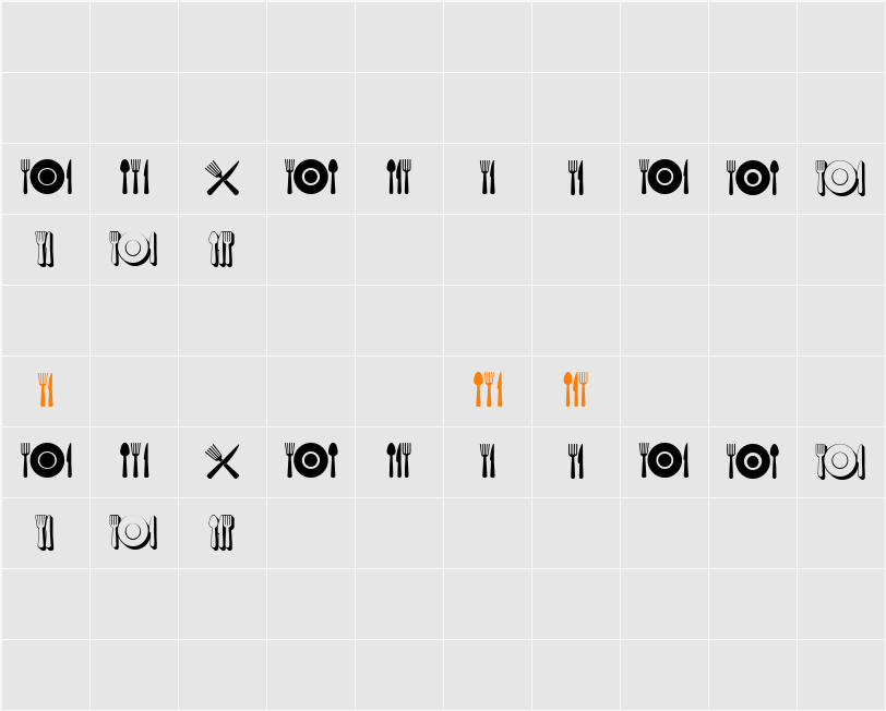 Food Icons Character Map