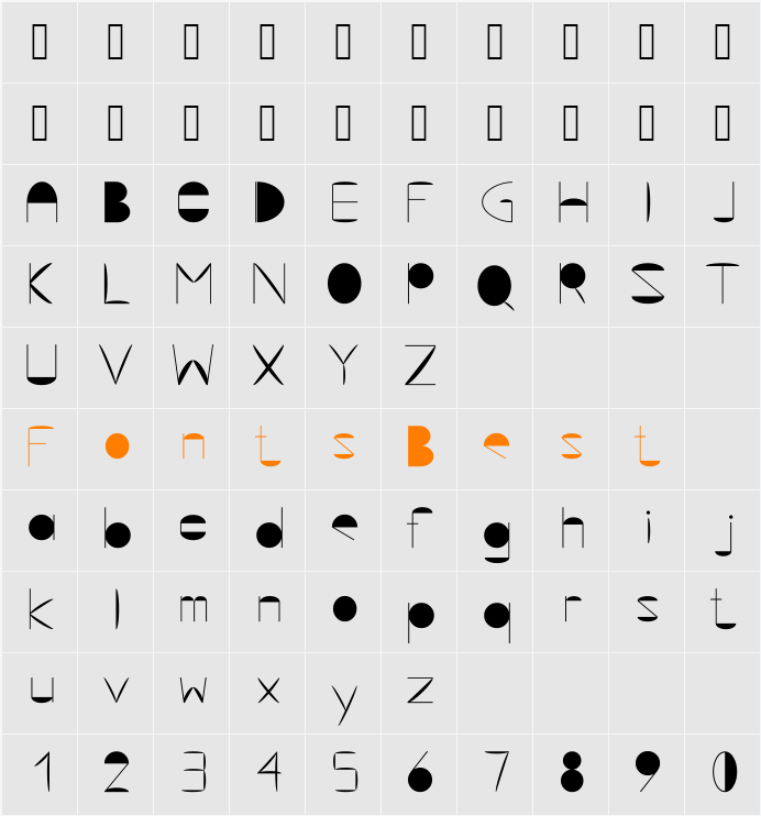 Alex-P1 Character Map