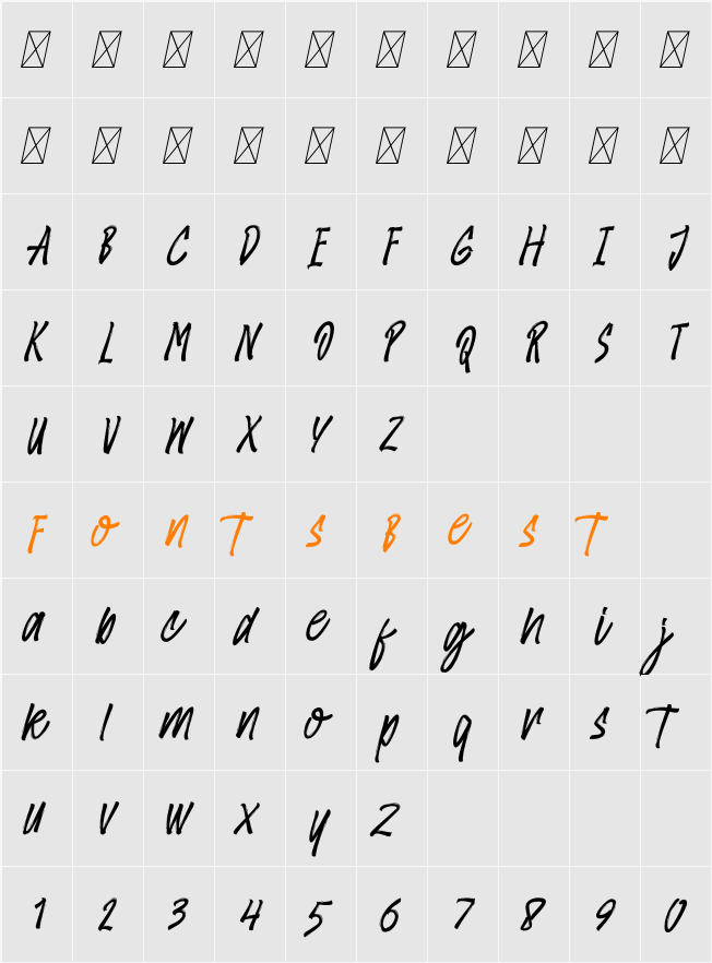Amster Brush Character Map