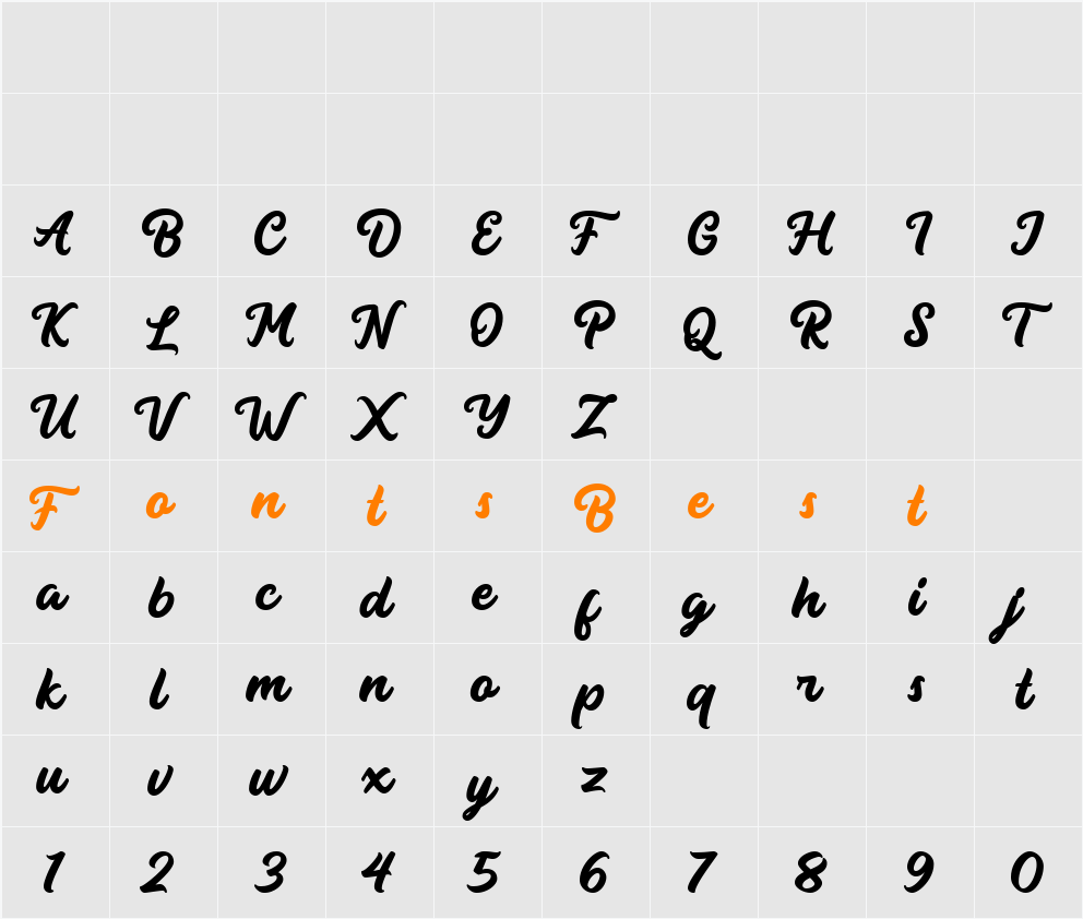 Sunkids  Script Character Map