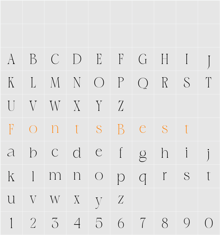 Delicate Caligraphy Character Map
