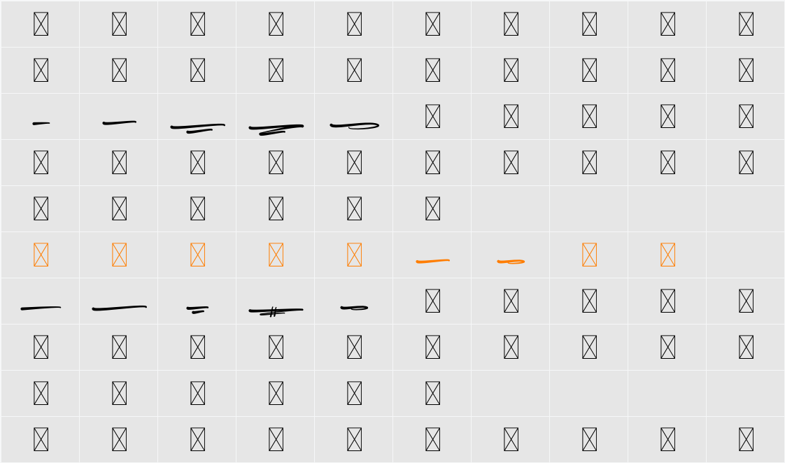 Shantay Swashes Character Map