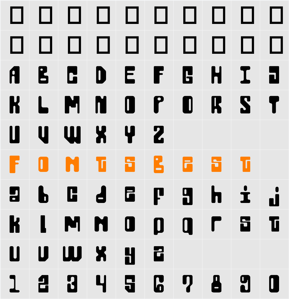 Wofisty Character Map
