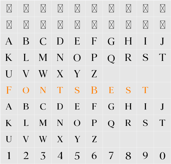 Agatho RegularCAPS Character Map