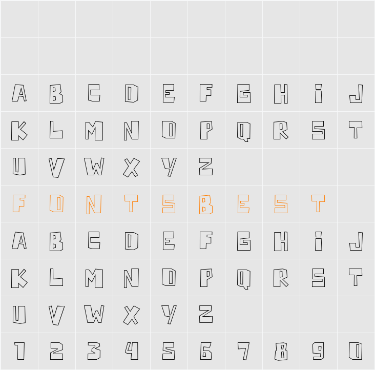 Horizone Outline Character Map
