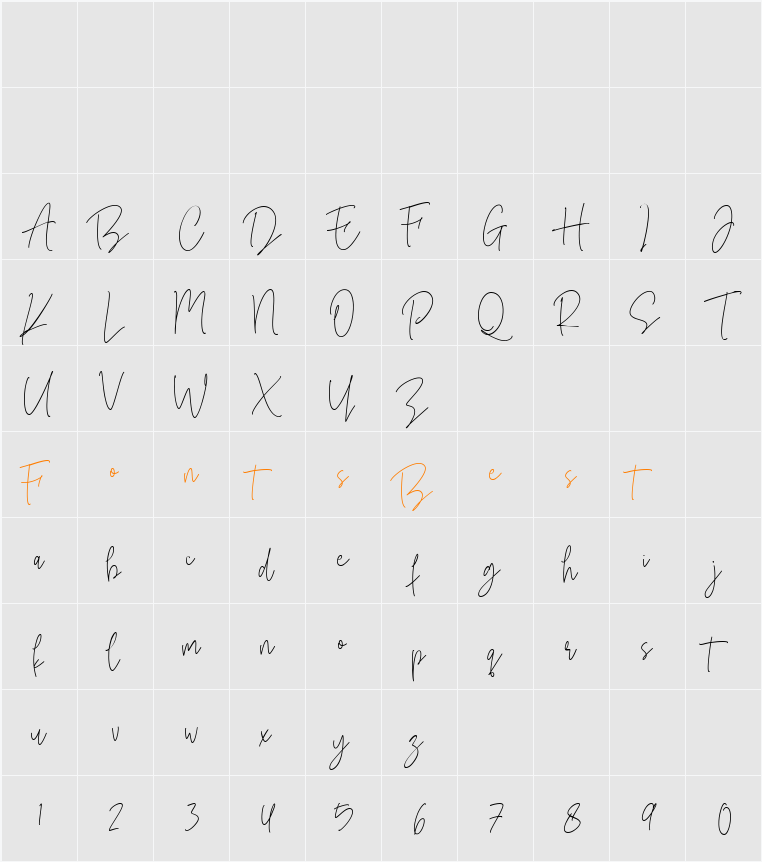 Anastasya Regular Character Map