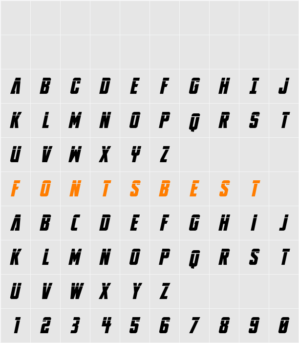 DiaClone Laser Italic Character Map