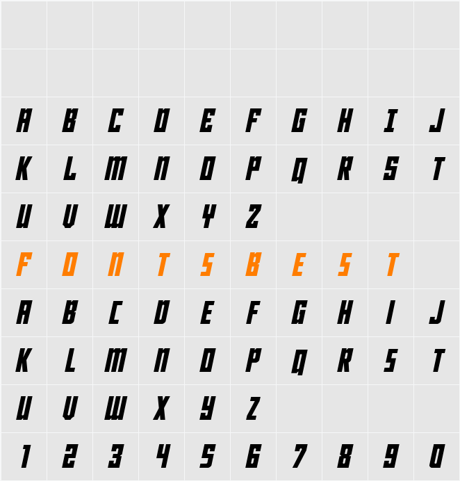 Joy Children Italic Character Map
