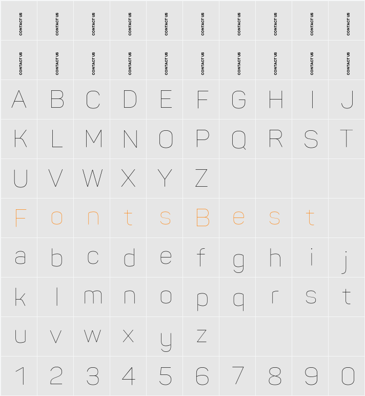 Panton-Trial Thin Character Map