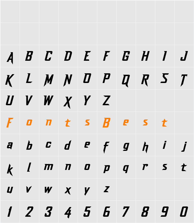 Dash Horizon Character Map