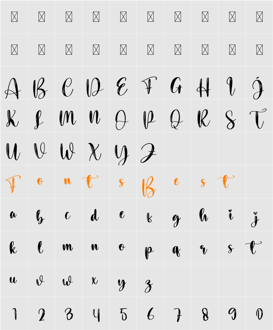 Shimmy Character Map