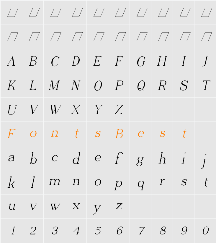 Adega Serif Character Map