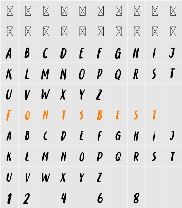 Sweet Darkness Character Map