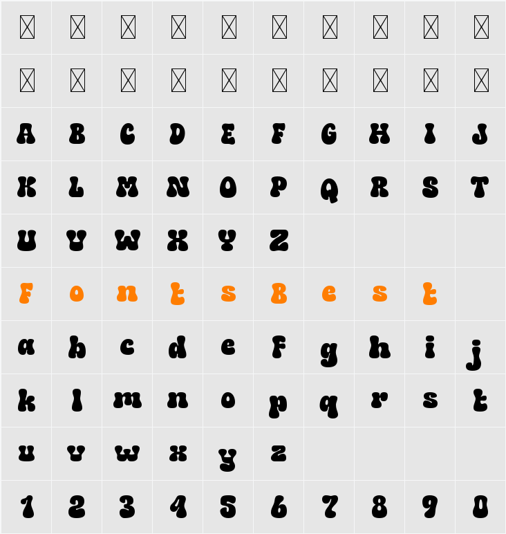 Sundrops Display Character Map
