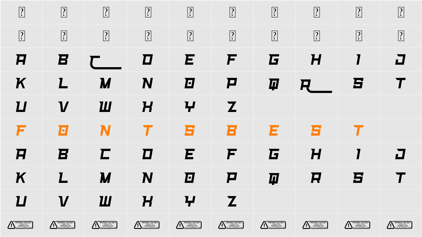 Racing Car PERSONAL USE ONLY! Character Map