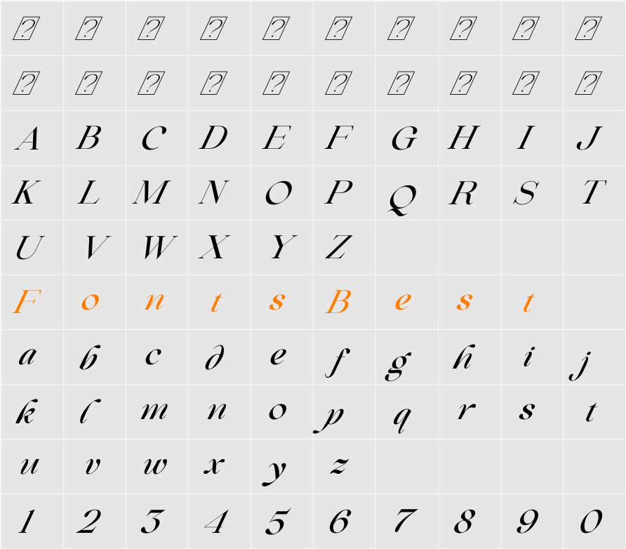 Beautiful Comethrue Medium Character Map
