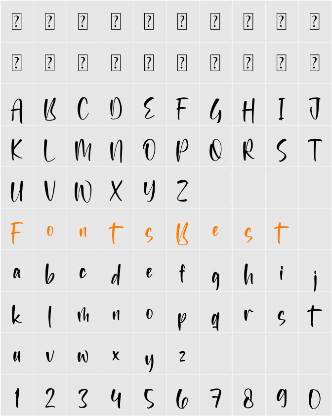 Weslingtone Character Map
