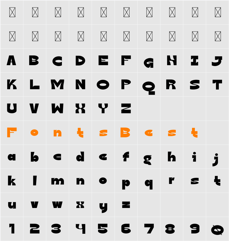 Bisten Character Map