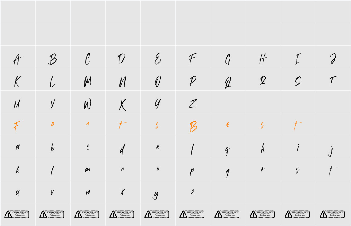Hallein PERSONAL USE ONLY Character Map