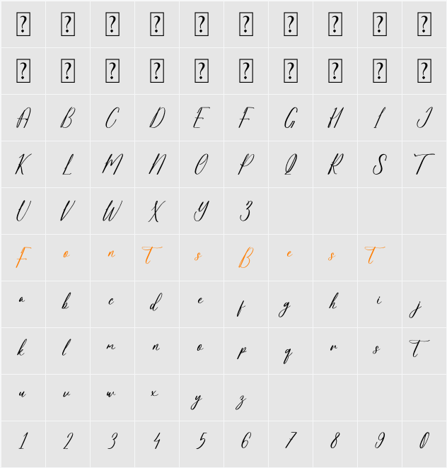 Marstezio Character Map