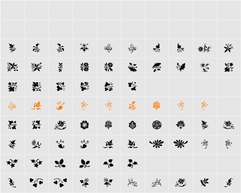 Free Fleurons Character Map