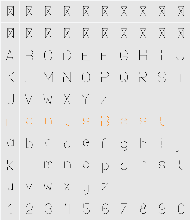 SPACE FUTURE LIGHT Character Map