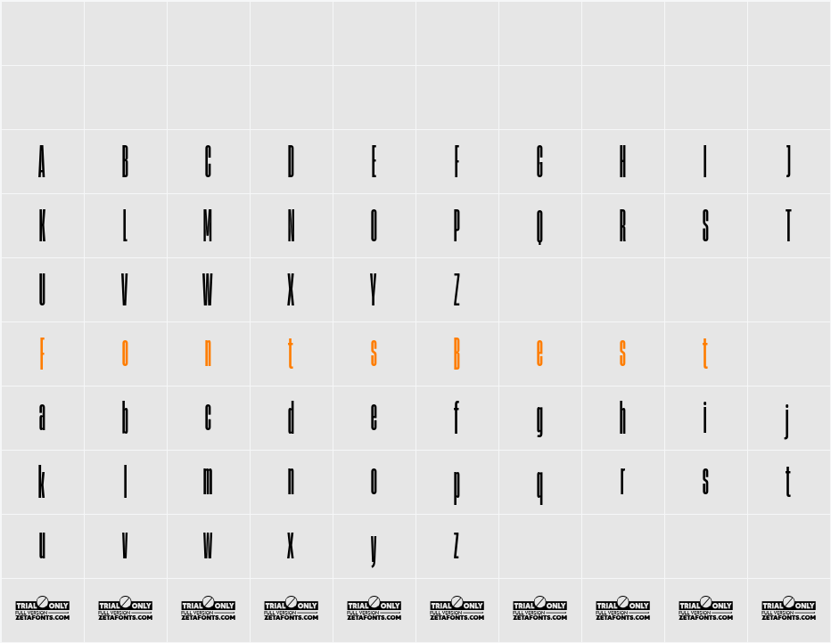 Heading Now Trial 07 Extrabold Character Map