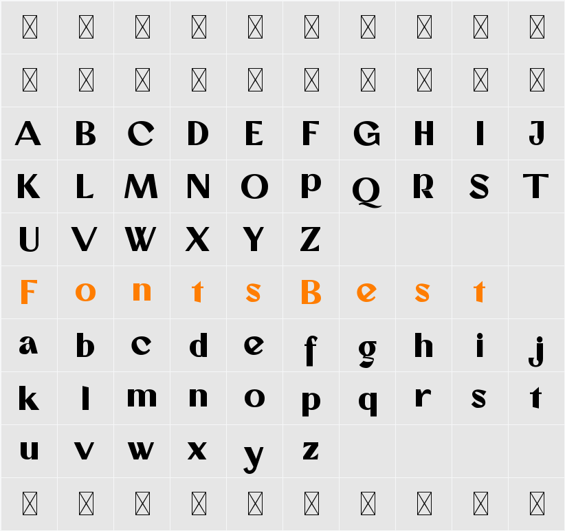 Brushnova Demo Character Map