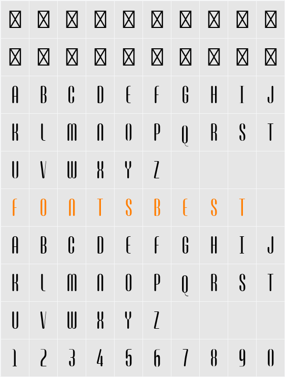 ZT Break Fast Thin Character Map