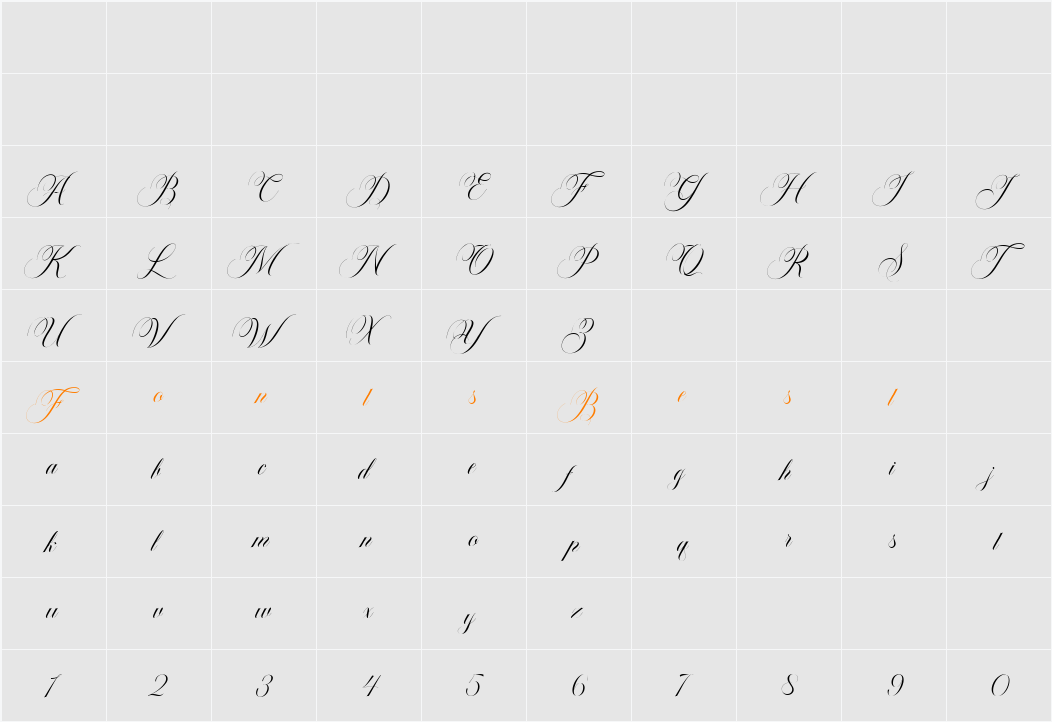 Blacglona Italic Character Map