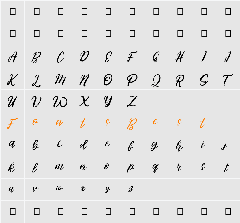 Ganthum Character Map