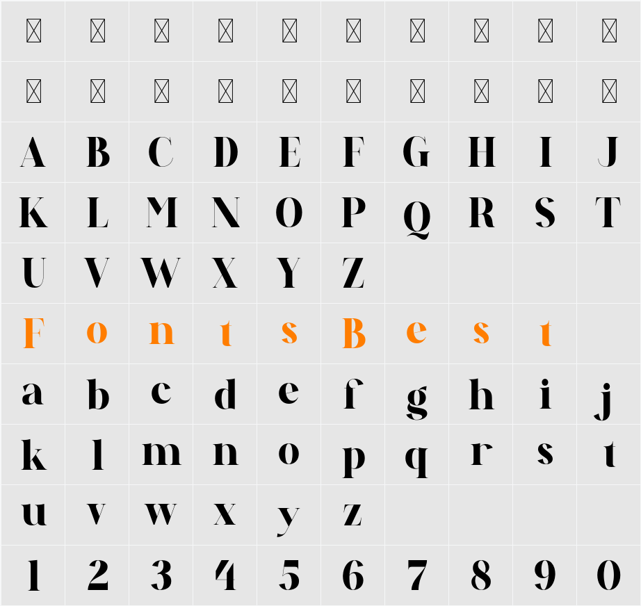 ANDREW ELEGANT Character Map