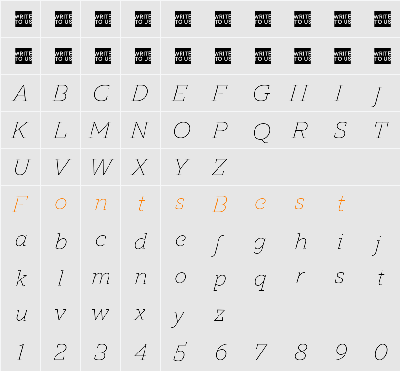 TT Norms Pro Serif Trl XLt Character Map