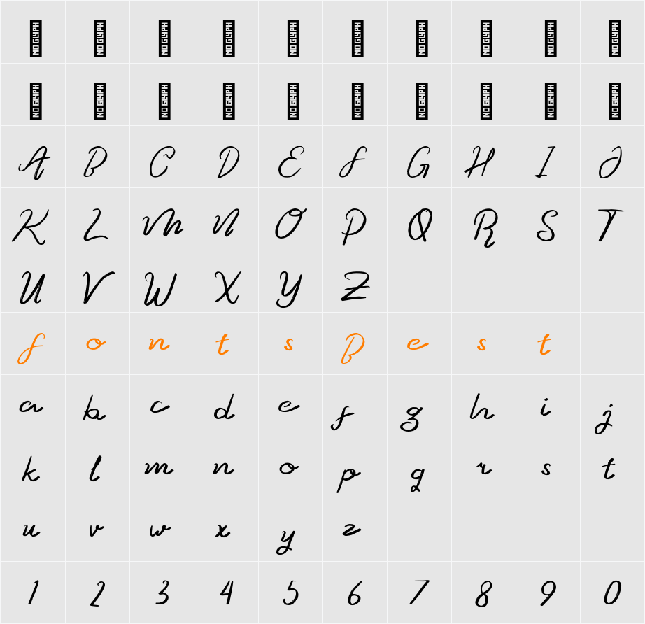 Galamara Personal Use Character Map