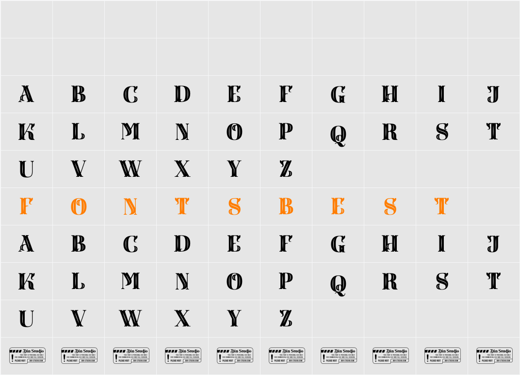 Carlingthon Serif Personal Use Character Map